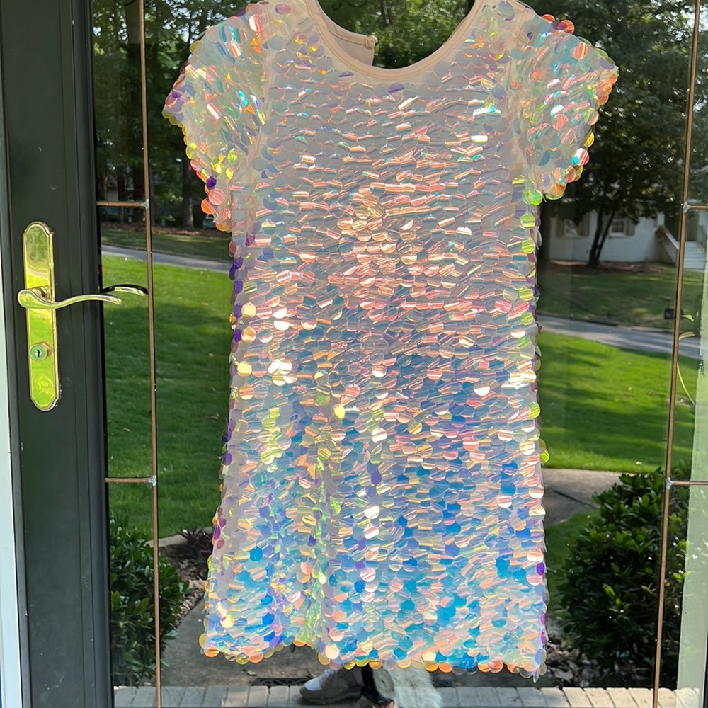 Girls, pink sequin dress. Habitual size 10.